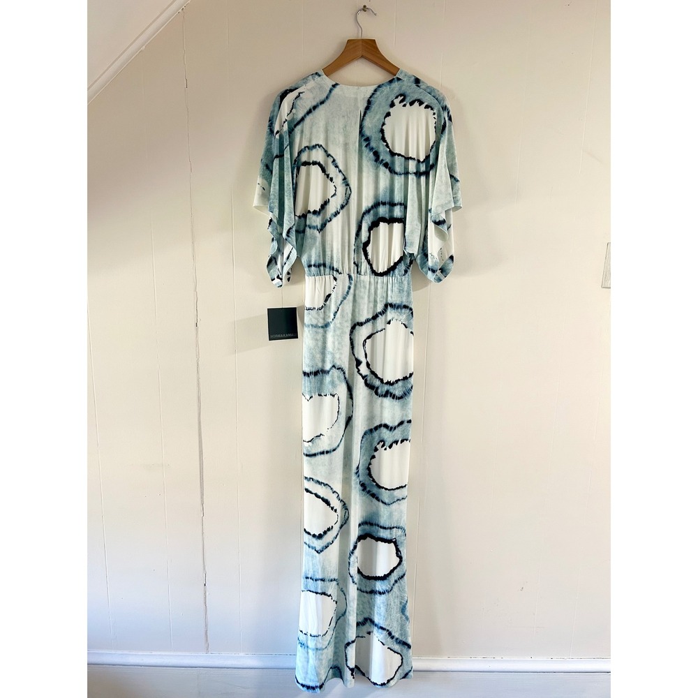 Norma Kamali Obie Tie-Dye Coverup Gown Blue White Shibori Maxi Dress XS - Picture 5 of 5